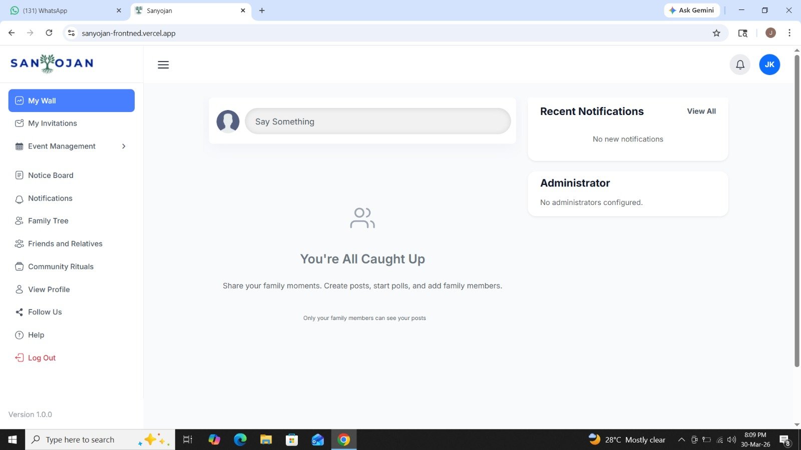 Sanyojan dashboard preview